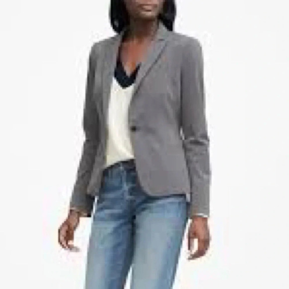 Banana Republic Blue Grey One Button Classic Blazer Jacket Size 0 XS - Picture 2 of 12